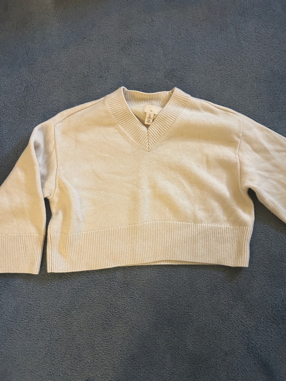Cropped V-Neck 100% Wool Women's Sweater